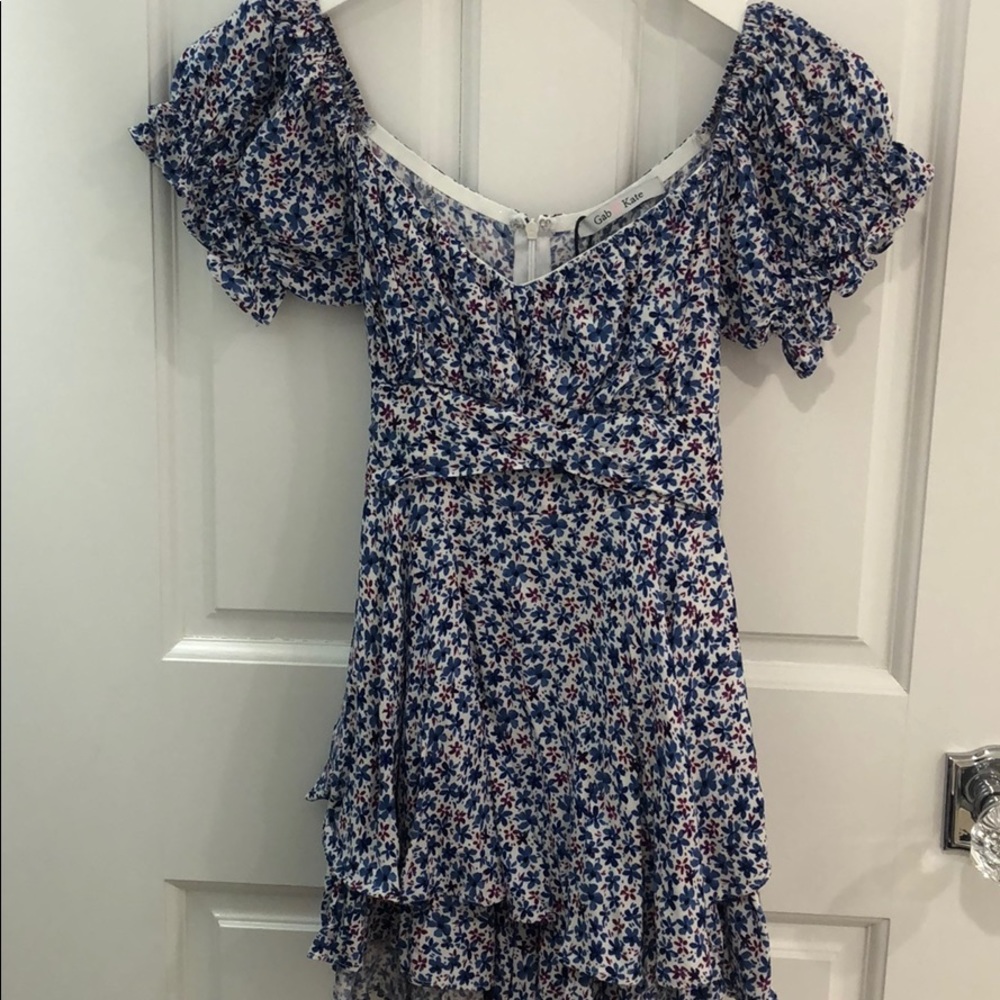 Mixology Brand New Blue Red + white Flower Romper